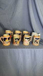 lot 158 image: Decorative Ceramic Steins with Handles