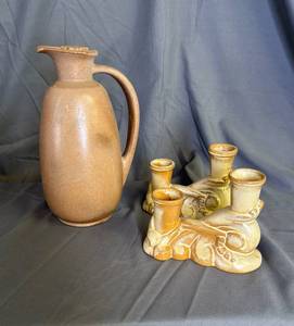lot 172 image: Frankoma Pitcher  Vase -Candle Holders