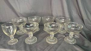 lot 204 image: Anchor Hocking Bubble Foot Champagne Glasses