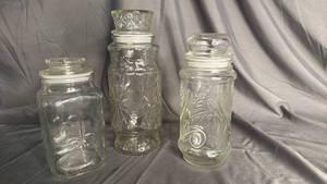 lot 224 image: Peanut Clear Lidded Jars