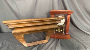 lot 229 image: Wood shelf and Wood clock