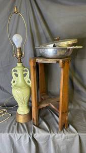 lot 252 image: Lamp - Plant Stand and Serving Dish