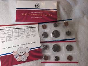 lot 503 image: United States Mint 1987 Uncirculated Coin Set With D and P Mint Marks