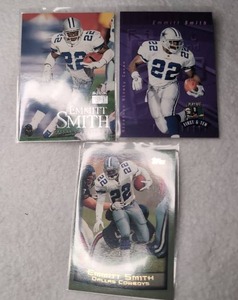 lot 713 image: Emmitt Smith Dallas Cowboys Trading Cards Lot of 3