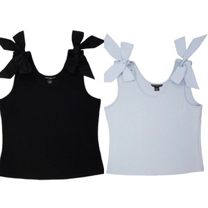 lot 342 image: 2 Pack French Connection Bow Tank Tops, Black and White, XS