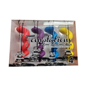 lot 358 image: Make My Day Set of 4 Temptations Wine Glass Markers - R P B Y