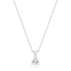 lot 371 image: Pear CZ Necklace 925 Sterling Silver Teardrop Pendant 8x10mm