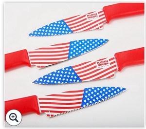 lot 388 image: Kuhn Rikon 4-Piece Paring Knife Set with Sheaths, Hibiscus