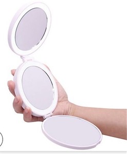 lot 412 image: PURPLE Blushly Tri-Fold LED 1x5x 10x Magnification Compact Mirror