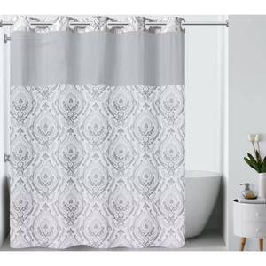 lot 432 image: French Damask 71 in. W x 74 in. L Polyester Shower Curtain in Grey