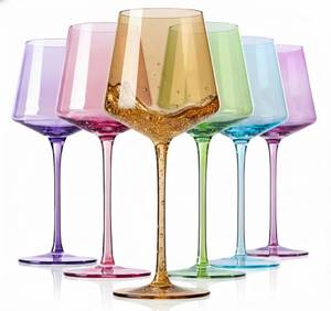 lot 6776 image: Physkoa Colored Wine Glasses Set 6-18oz Lead-Free Crystal