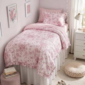lot 6778 image: Madison Park Twin XL Comforter Set Pink Floral 5pc