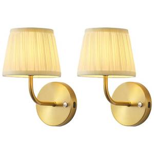 lot 6787 image: PUSU Cordless Gold Wall Sconces Set of 2, LED, 9.6
