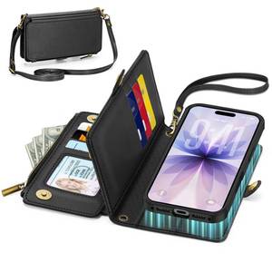 lot 6818 image: TUCCH Detachable Crossbody Wallet Case iPhone 17 6.3 Maroon