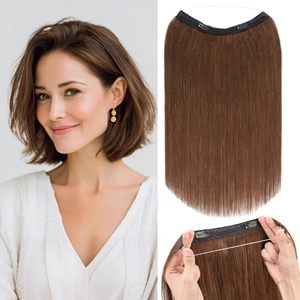 lot 21501 image: Rich Choices Wire Hair Extensions Human Hair 100% Remy 12 #4 Medium Brown