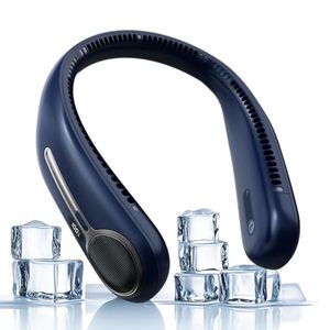 lot 21502 image: Portable Neck Fan, 6000mAh USB Rechargeable, 360  Airflow, Hands Free (Blue)