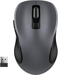 lot 21503 image: WisFox 2.4GHz Wireless Mouse for Laptop, Ergonomic 6-Button Design, Grey