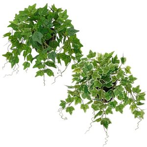 lot 21527 image: Hollyone Artificial English Ivy 2pcs Hanging Plants in Black Pots