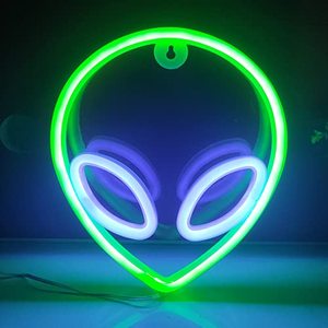 lot 21549 image: JYWJ Alien LED Neon Signs Desktop Wall Decoration Light(GreenBlue)