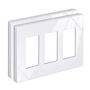 lot 21554 image: BESTTEN 2-Pack 3-Gang Screwless Wall Plate, Snow White, USWP6, Polycarbonate