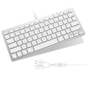 lot 21557 image: Emetok Wired Keyboard for Mac Users, 1 Cable 2 Plugs USB-C & USB-A, Silver
