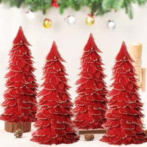 lot 21559 image: Liliful 4 Pcs Red Christmas Feather Tree with Glitter Tips 12