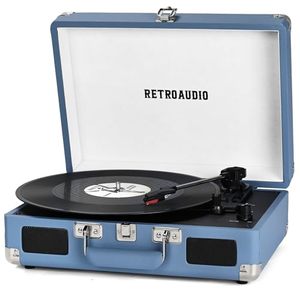 lot 21567 image: Vinyl Record Player Bluetooth Vintage Suitcase Turntable 3-Speed Belt Driven