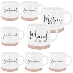 lot 21568 image: Funnymoom 3 Pcs Bridesmaid Proposal Coffee Mugs, 13 oz Ceramic, White
