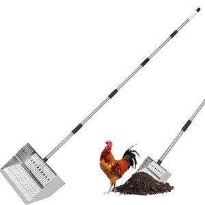 lot 21570 image: Metal Chicken Coop Scoop,With 31 75 Adjustable Stainless Steel Long Handle