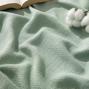 lot 21583 image: Bedsure 100% Cotton Blanket, Herringbone Weave, Queen Size, Sage Green