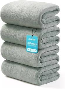 lot 21586 image: JOYMOOP Microfiber Bath Towels 4 Packs Extra Large 30 x 60, Green