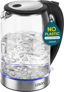 lot 21595 image: Cosori Electric Kettle, No Plastic Contact with Water, 1.7L, Black