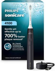 lot 21610 image: Philips Sonicare 4100 Rechargeable Electric Toothbrush, 1 Brush Head, Black