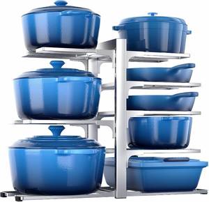 lot 21615 image: ORDORA Pots and Pans Organizer Under Cabinet 15.8 8-Tier Adjustable Silver
