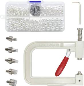 lot 21626 image: Pearl Setting Machine, Beads Rivet Fixing with 5 Sizes Round Pearl Studs