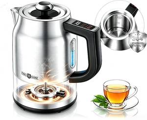 lot 21627 image: Electric Kettle 1.7L, 1500W, Stainless Steel, 13 Preset Temps, LED, Strix