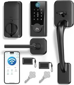 lot 21628 image: WiFi Smart Lock with Handleset Keyless Entry, Fingerprint, App & Remote