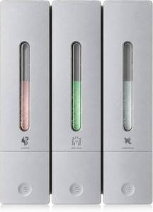 lot 21630 image: Shampoo & Conditioner Dispenser - Wall-Mounted 3-Chamber, No-Drill, 1200ML