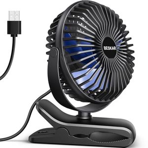 lot 21637 image: BESKAR USB Clip on Fan, Portable Small Desk Fan with Cord Powered