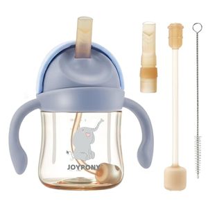 lot 21638 image: Joypony Sippy Straw Cups for Toddlers 1-3, Spill-Proof Baby Cups, 6 oz Blue