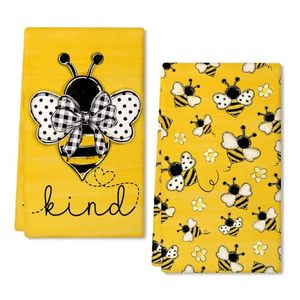 lot 21689 image: ARKENY Yellow Bee Summer Kitchen Towels Set of 2, 18x26