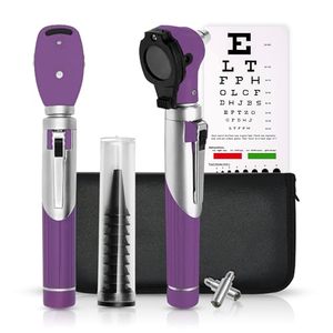lot 21690 image: 2-in-1 OtoscopeOphthalmoscope Set for Ear & Eye Exam - Pro Kit (Purple)