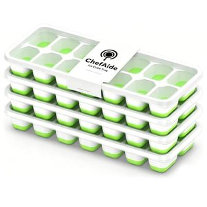 lot 21694 image: ChefAide 4-Pack Ice Cube Trays with Lids, 56-Cube Total, Stackable