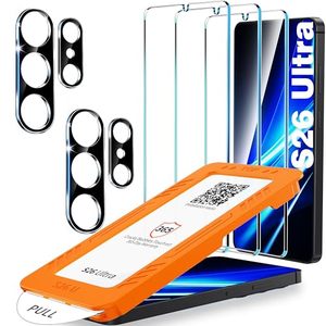 lot 21697 image: letosan 3-Pack S26 Ultra Screen Protector, Tempered Glass  Lens Protector