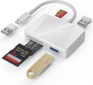 lot 21705 image: SD Card Reader 5-in-1 USB-C & USB Card Adapter with SDMicroSDMS & USB-A