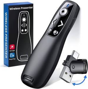 lot 21725 image: Presentation Clicker USB-AUSB-C Receiver, 2.4GHz Remote with Red Pointer