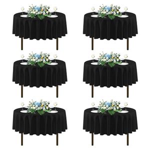 lot 21743 image: sancua 70 Inch Round Tablecloths Black (Fit 20-58 Inch Tables), 6 Pack