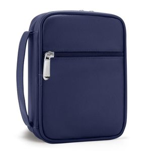 lot 21744 image: Mini Bible Cover Case 7x5 PU Leather Sleeve, Travel Bible Pen Holder - Blue