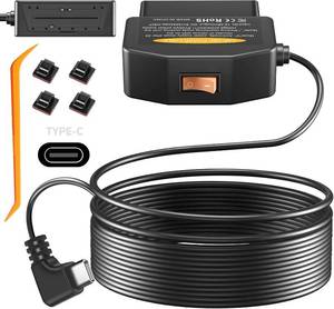 lot 21774 image: OBD Dash Cam Power Cable, Type-C USB Hardwire Kit 12V-36V to 5V3A Charger