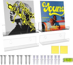 lot 21782 image: Acrylic Vinyl Wall Mount 7 Inch 4-Pack Vinyl Record Wall Display Holder